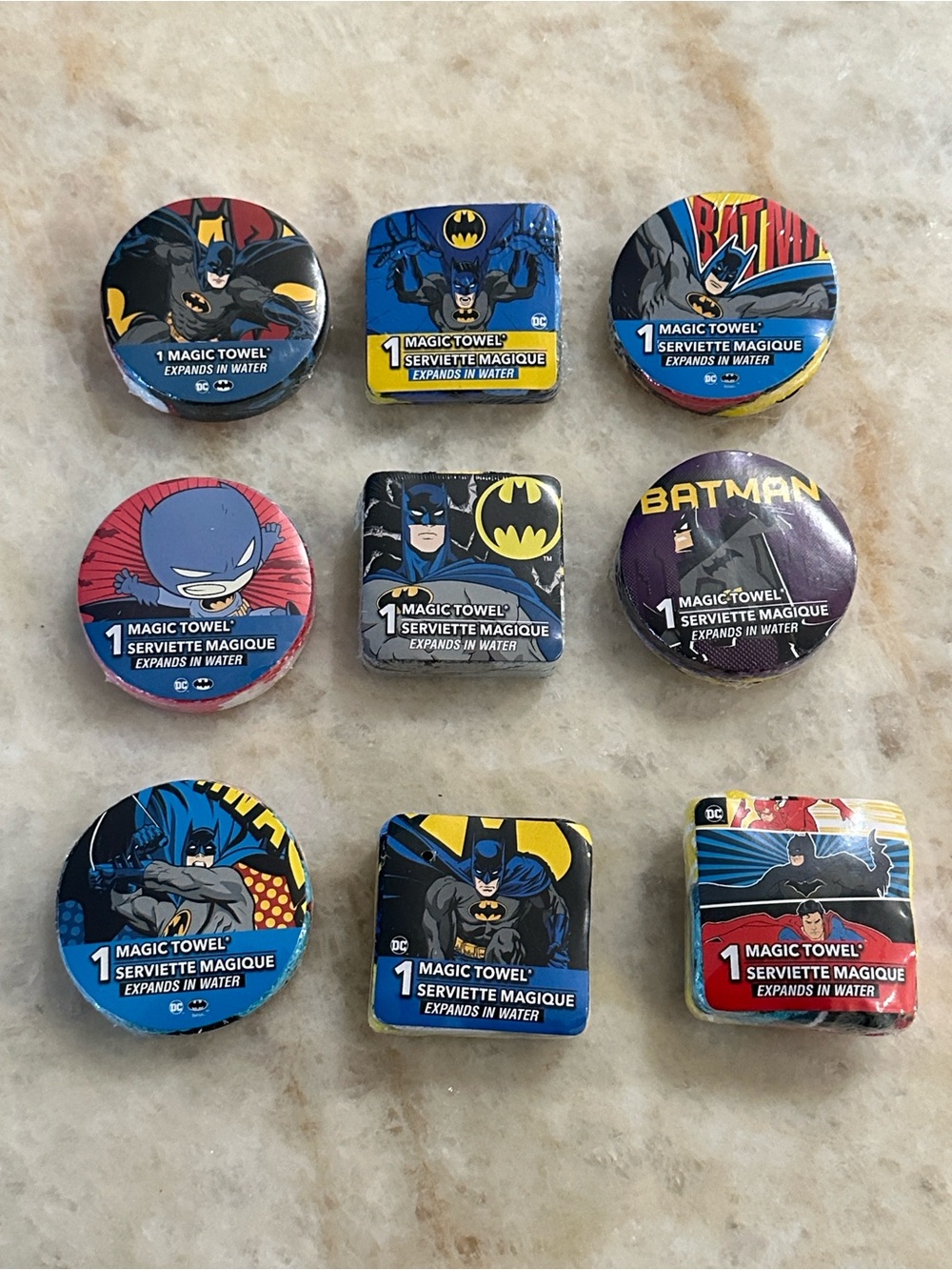 DC Batman Magic Towels - Blue, Black, Yellow, Red, Purple
